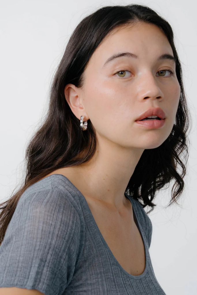 Kara Yoo Medium Lara Hoops in Sterling Silver at Parc Shop