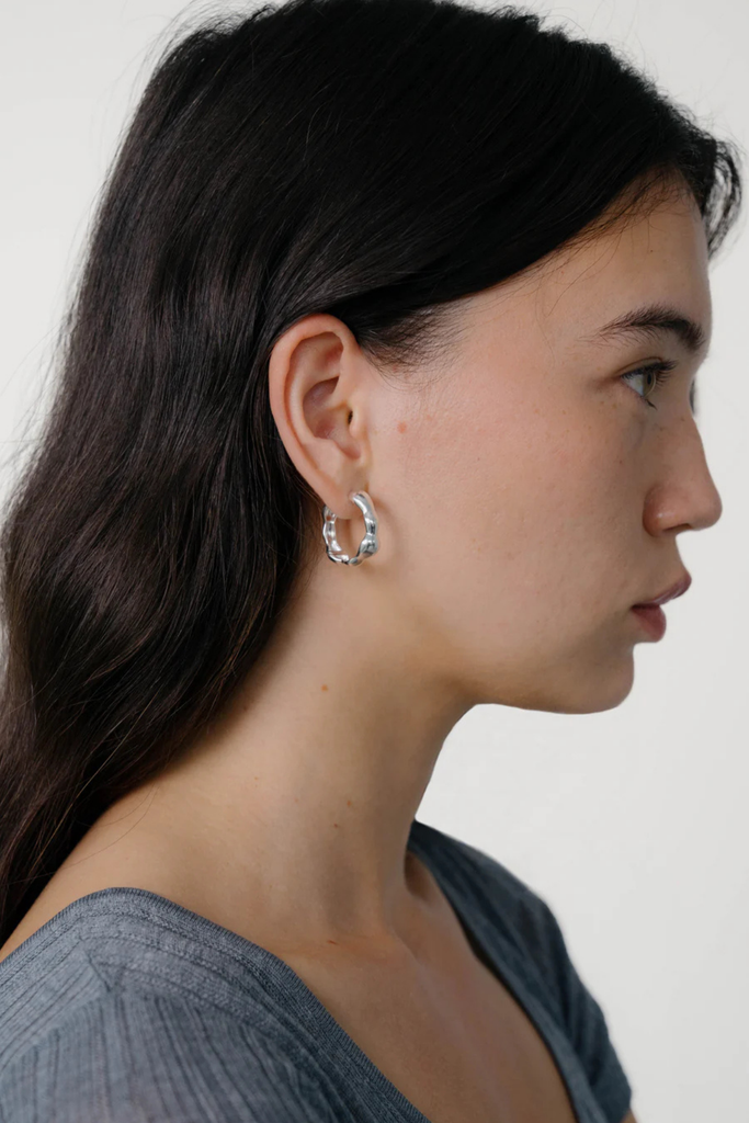 Kara Yoo Medium Lara Hoops in Sterling Silver at Parc Shop