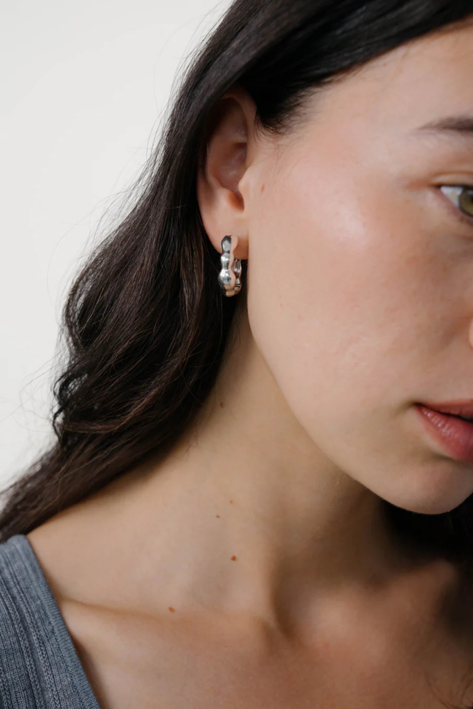 Kara Yoo Medium Lara Hoops in Sterling Silver at Parc Shop