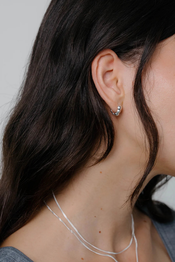 Kara Yoo Small Lara Hoops in Sterling Silver at Parc Shop