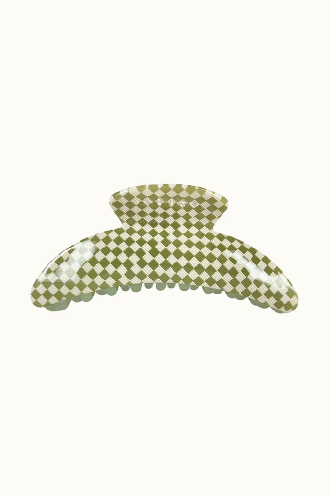 Karst Slim Hair Claw in Olive Checker at Parc Shop | Minneapolis, MN