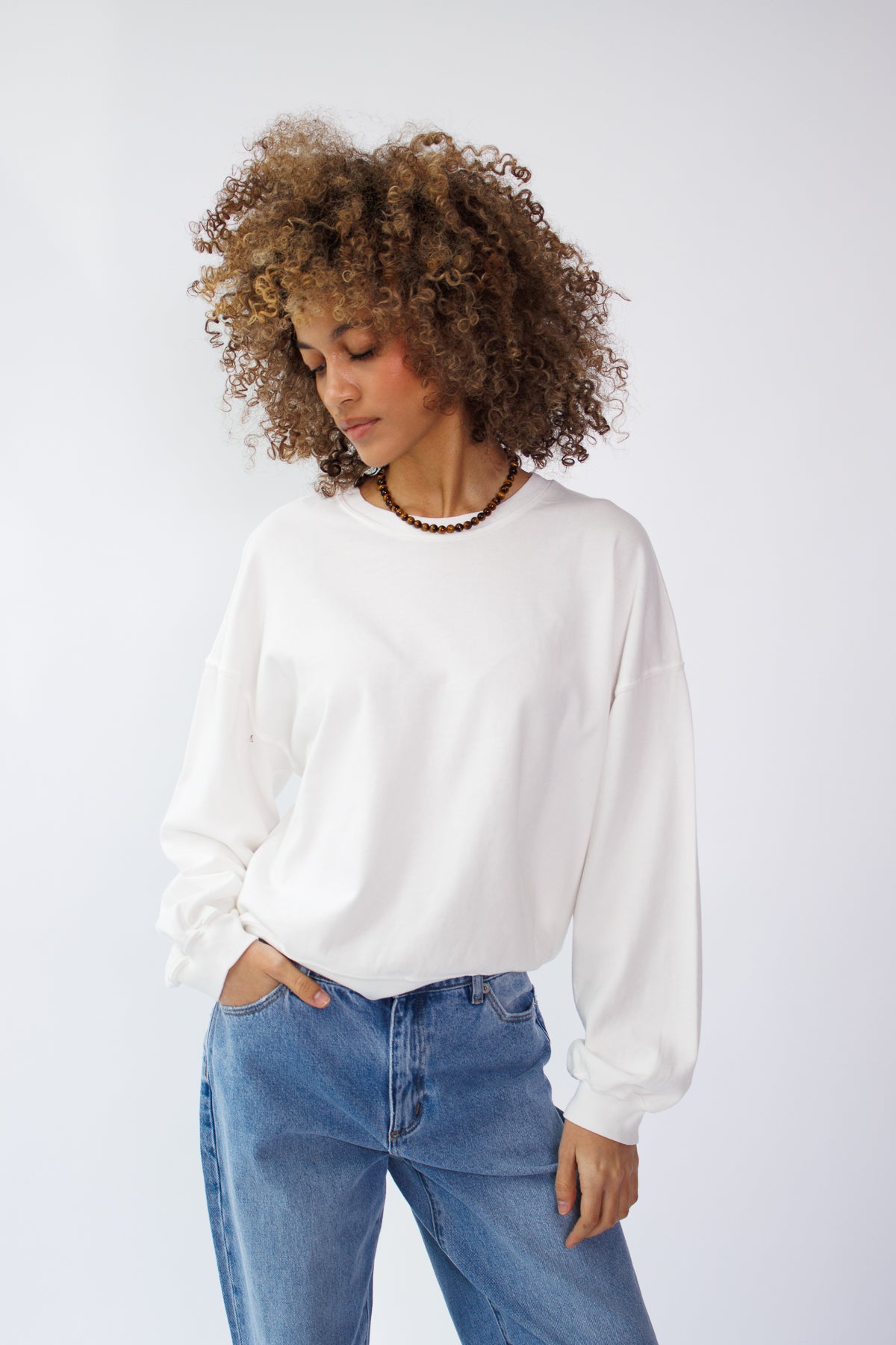 Cali Jersey Sweatshirt in Vintage White