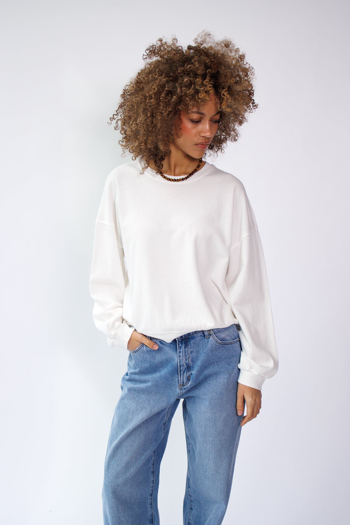 Cali Jersey Sweatshirt in Vintage White