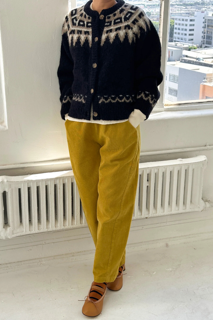 Le Bon Shoppe Alpaca Cabin Fair Isle Sweater Cardigan in Black at Parc Shop