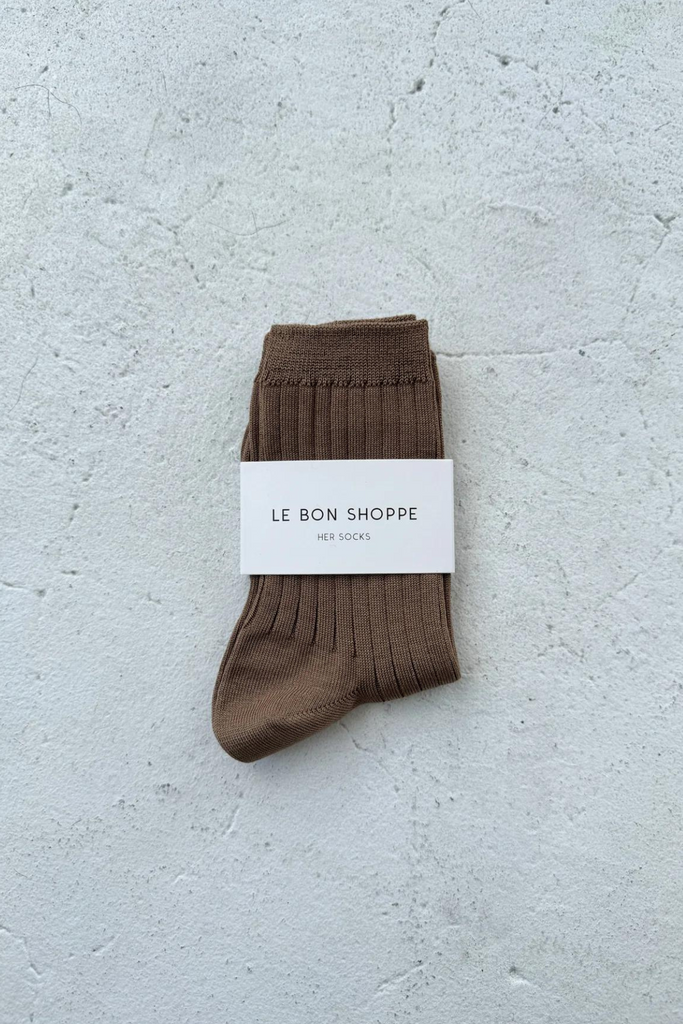 Le Bon Shoppe Her Socks in Dark Tan at Parc Shop