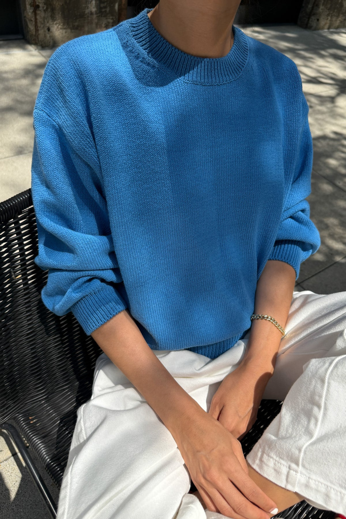 Le Bon Shoppe Milo Cotton Sweater in Blue at Parc Shop | Minneapolis, MN