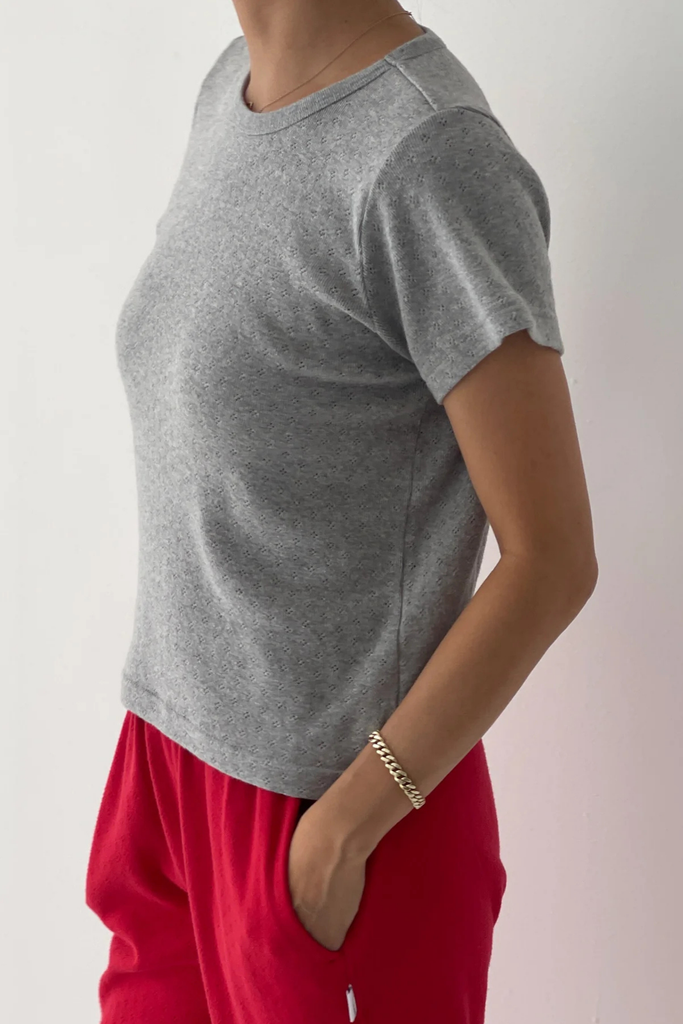 Le Bon Shoppe Pointelle Baby Tee in Melange Grey at Parc Shop | Minneapolis, MN