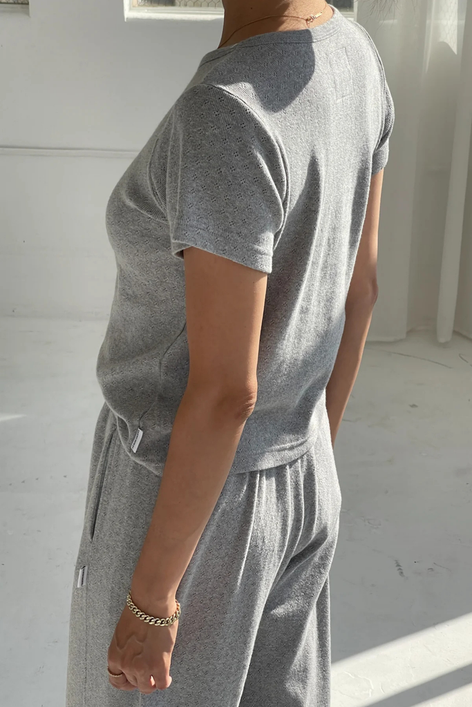 Le Bon Shoppe Pointelle Baby Tee in Melange Grey at Parc Shop | Minneapolis, MN