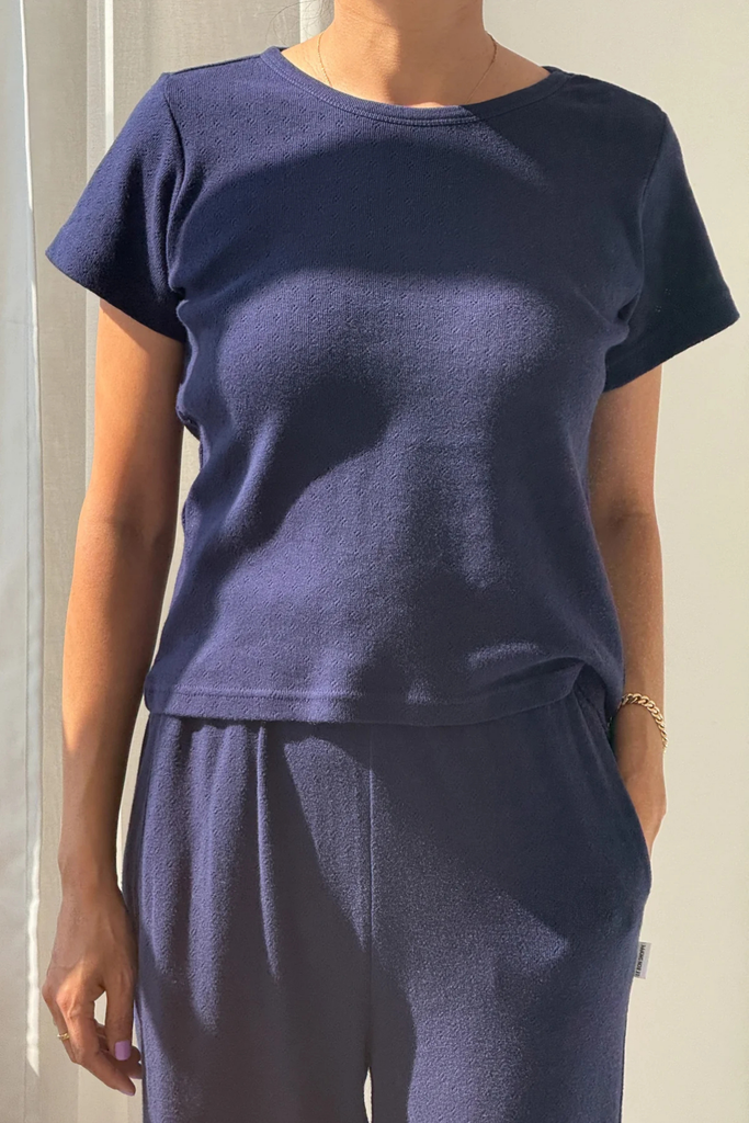 Le Bon Shoppe Pointelle Baby Tee in Navy at Parc Shop | Minneapolis, MN