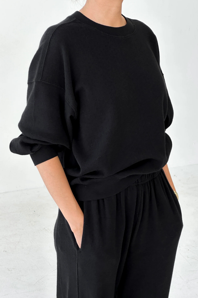 Le Bon Shoppe Pointelle Core Sweatshirt in Black at Parc Shop | Minneapolis, MN