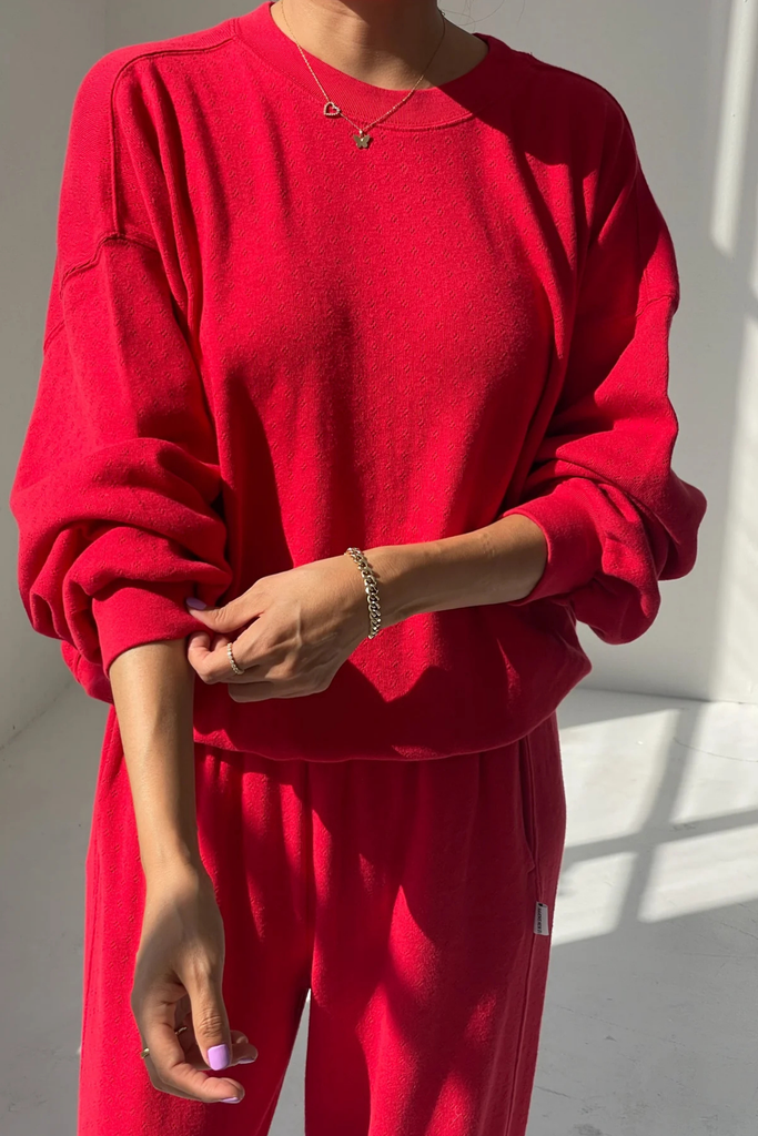 Le Bon Shoppe Pointelle Core Sweatshirt in Red Apple at Parc Shop | Minneapolis, MN
