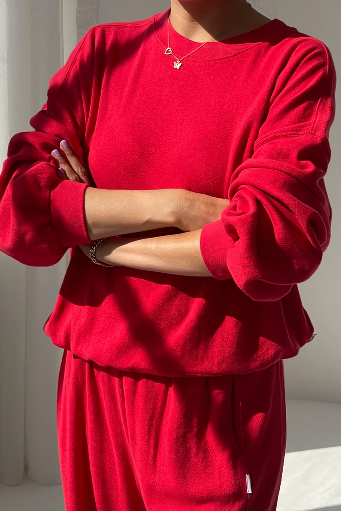 Le Bon Shoppe Pointelle Core Sweatshirt in Red Apple at Parc Shop | Minneapolis, MN