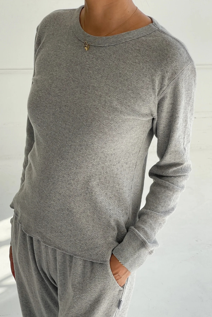 Le Bon Shoppe Pointelle Fundamental Tee in Melange Grey at Parc Shop | Minneapolis, MN
