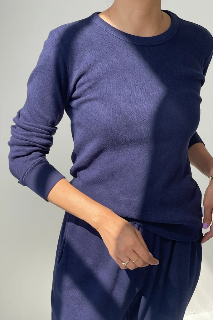 Le Bon Shoppe Pointelle Fundamental Tee in Navy at Parc Shop | Minneapolis, MN