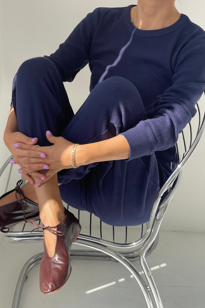 Le Bon Shoppe Pointelle Fundamental Tee in Navy at Parc Shop | Minneapolis, MN