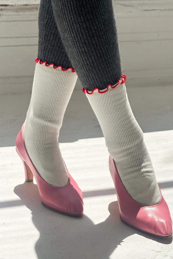 Le Bon Shoppe Ruffled Modal Socks in Cream at Parc Shop | Minneapolis, MN
