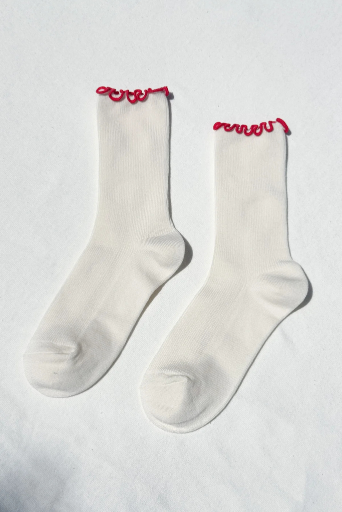 Le Bon Shoppe Ruffled Modal Socks in Cream at Parc Shop | Minneapolis, MN