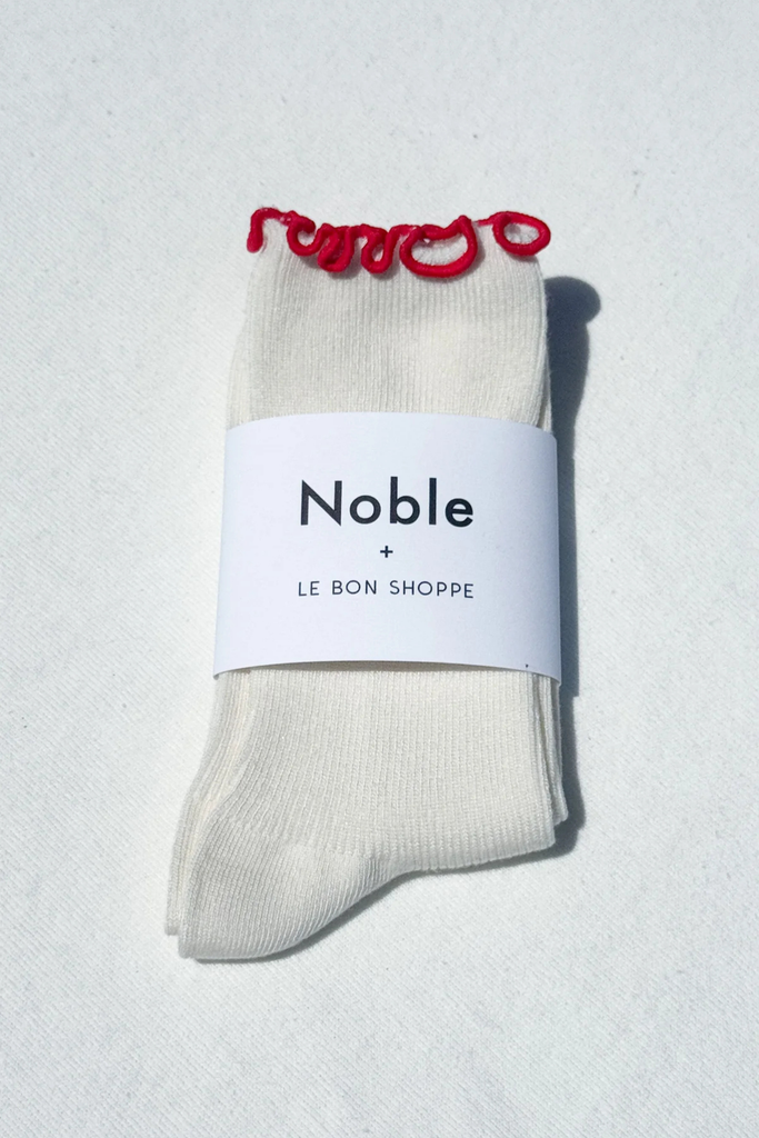 Le Bon Shoppe Ruffled Modal Socks in Cream at Parc Shop | Minneapolis, MN