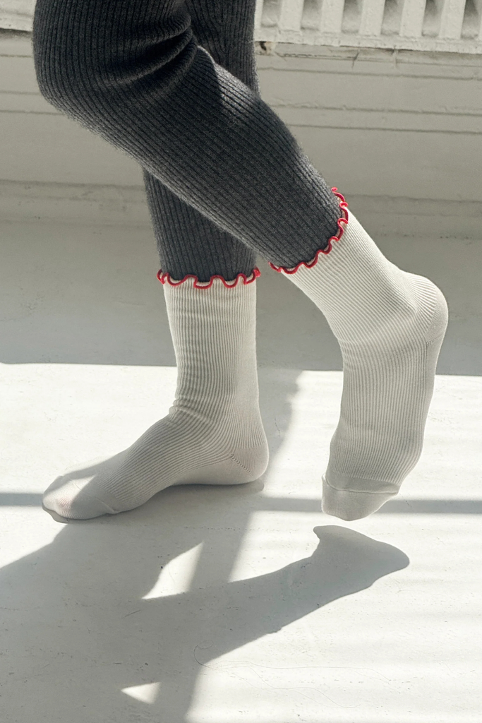 Le Bon Shoppe Ruffled Modal Socks in Cream at Parc Shop | Minneapolis, MN