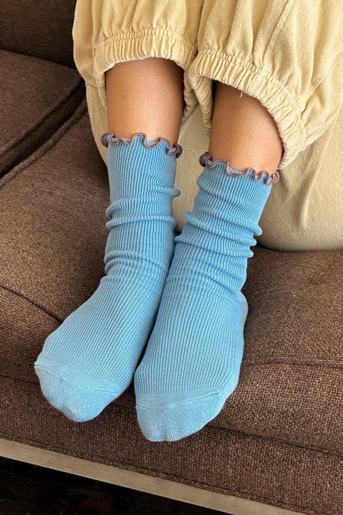 Le Bon Shoppe x Noble Ruffled Modal Socks in Powder Blue at Parc Shop | Minneapolis, MN