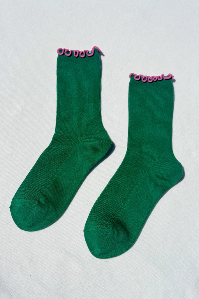 Le Bon Shoppe x Noble Ruffled Modal Socks in Spinach at Parc Shop | Minneapolis, MN