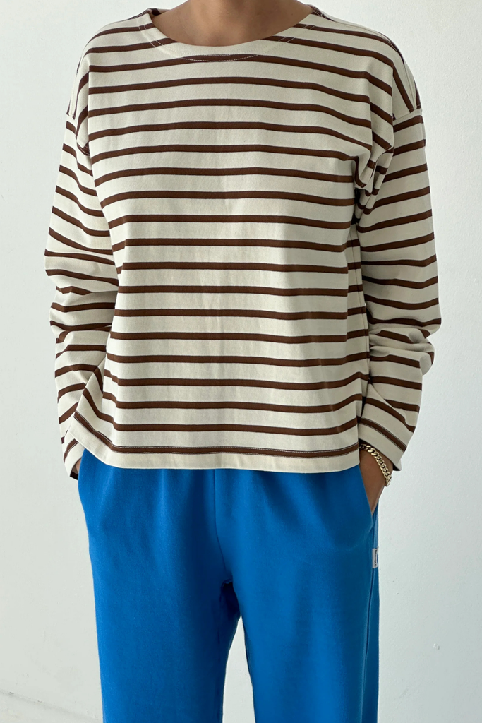 Le Bon Shoppe Sailor Top in Coffee Stripe at Parc Shop | Minneapolis, MN