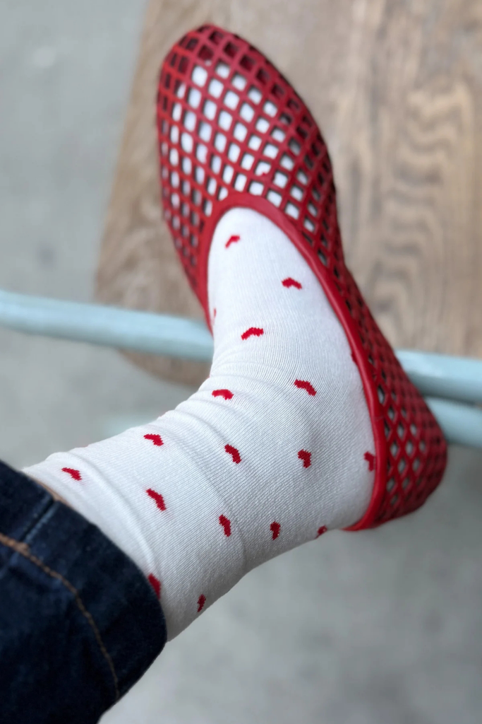 Le Bon Shoppe Sneaker Socks in Heart White & Red at Parc Shop | Minneapolis, MN