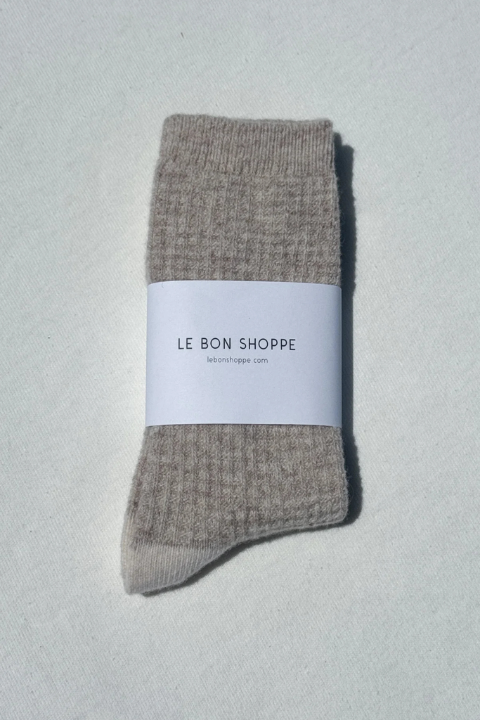 Le Bon Shoppe Cozy Warm Wool Waffled Socks in Oatmeal & Cream at Parc Shop