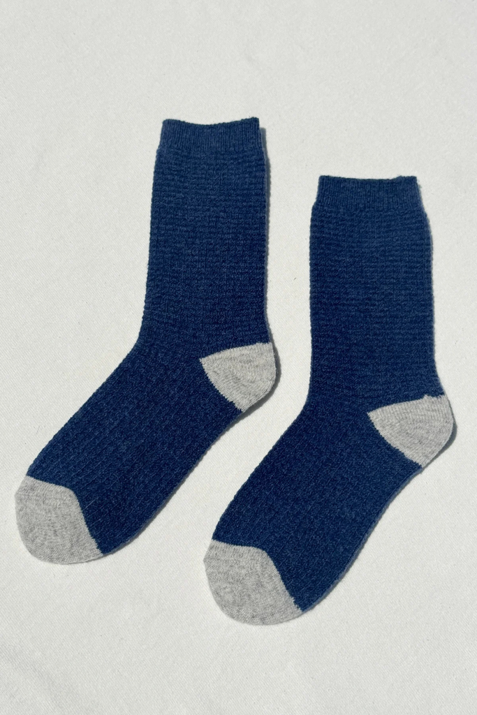 Le Bon Shoppe Cozy Warm Wool Waffled Socks in Denim Stone at Parc Shop