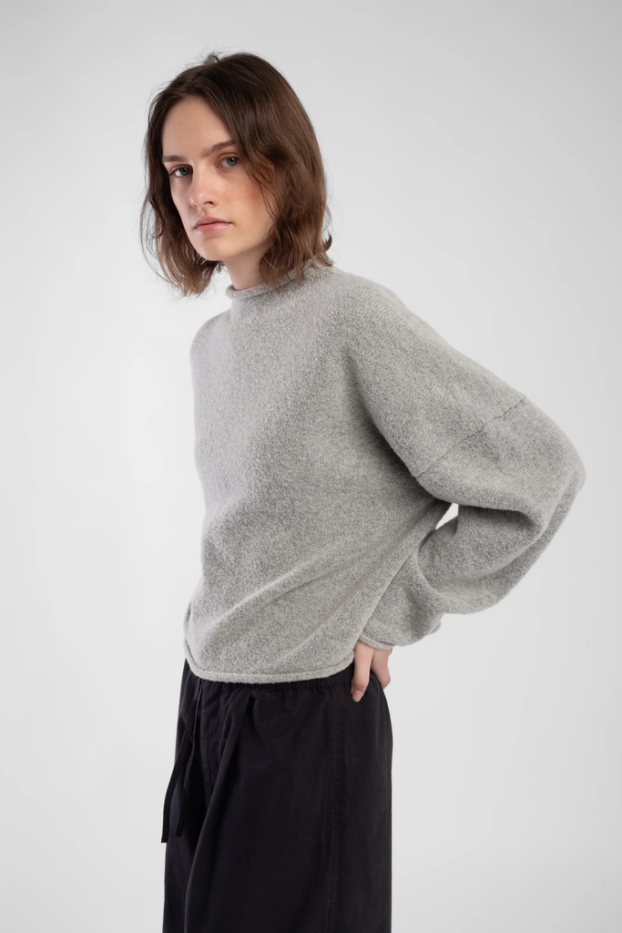 Micaela Greg Boucle Rolled Sweater in Heather Grey at Parc Shop | Minneapolis, MN