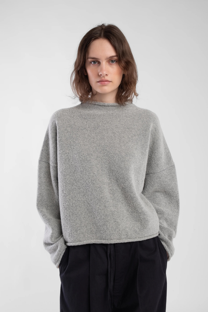 Micaela Greg Boucle Rolled Sweater in Heather Grey at Parc Shop | Minneapolis, MN