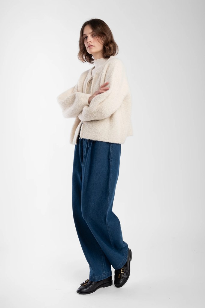 Micaela Greg Boucle Zip Cardigan in Cream at Parc Shop | Minneapolis, MN