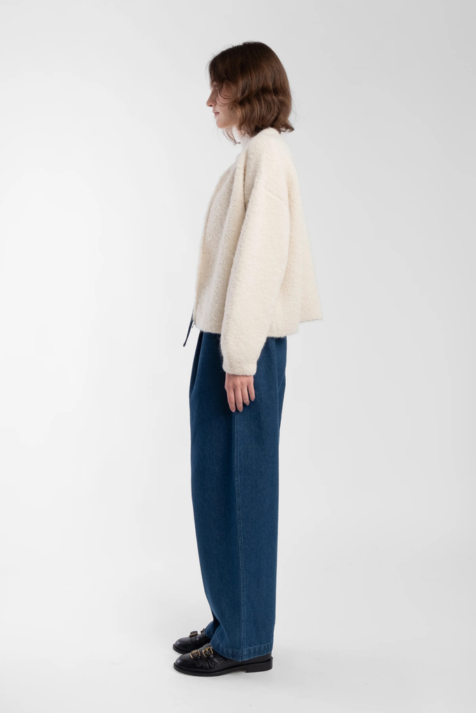 Micaela Greg Boucle Zip Cardigan in Cream at Parc Shop | Minneapolis, MN