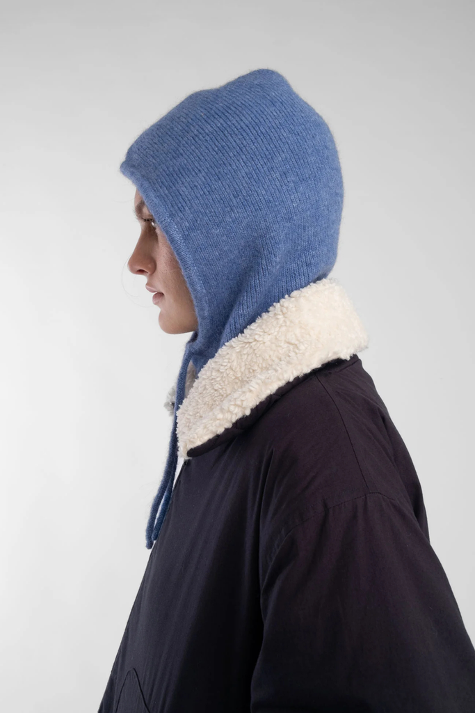 Micaela Greg Knit Hood in Cyan at Parc Shop | Minneapolis, MN 