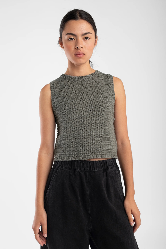 Micaela Greg Ribbon Tank in Fog Green at Parc Shop | Minneapolis, MN