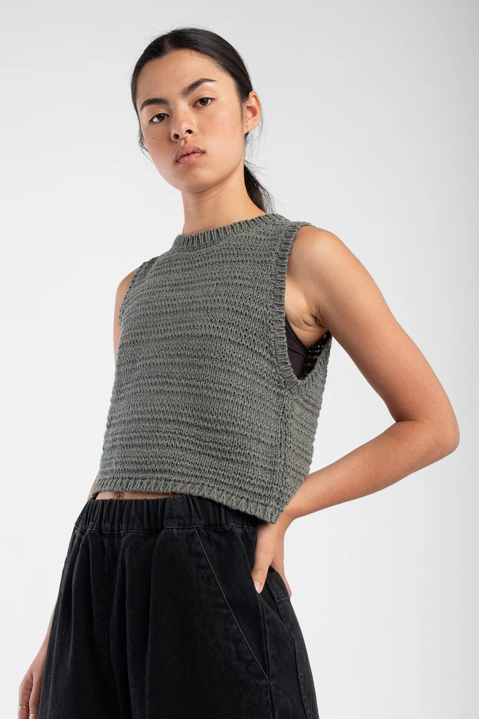 Micaela Greg Ribbon Tank in Fog Green at Parc Shop | Minneapolis, MN