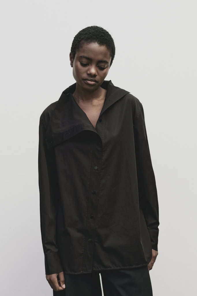 Mijeong Park Asymmetric Cotton Shirt in Black at Parc Shop | Minneapolis, MN