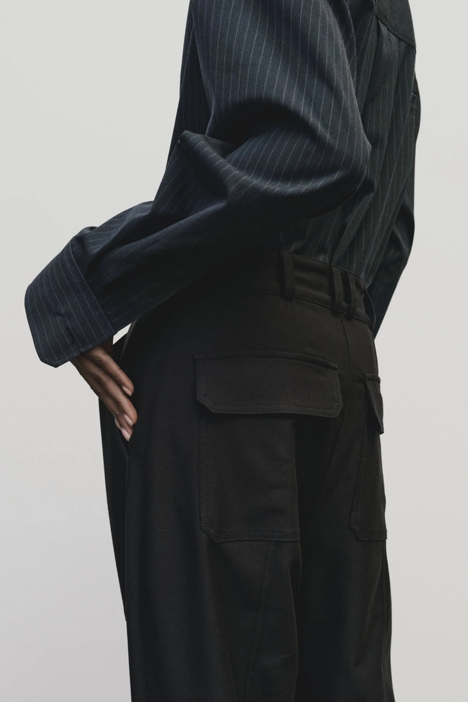 Mijeong Park Asymmetric Striped Shirt in Navy at Parc Shop | Minneapolis, MN