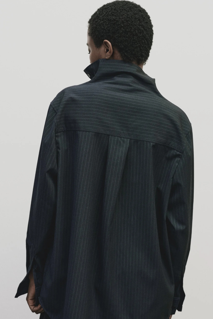 Mijeong Park Asymmetric Striped Shirt in Navy at Parc Shop | Minneapolis, MN