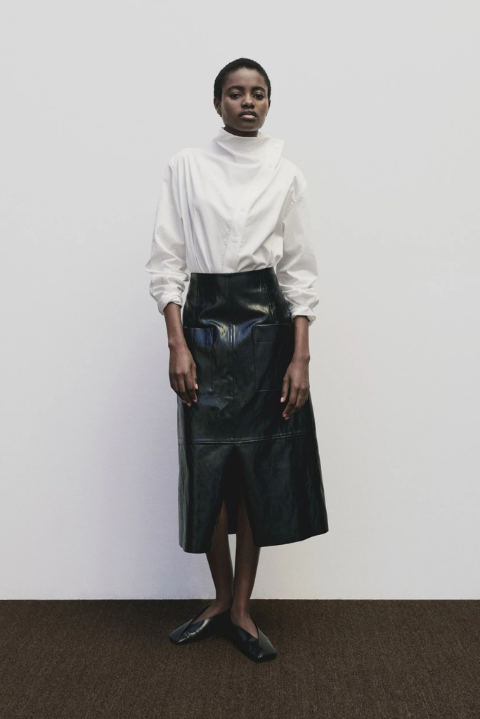 Mijeong Park Faux Leather Skirt in Black at Parc Shop | Minneapolis, MN