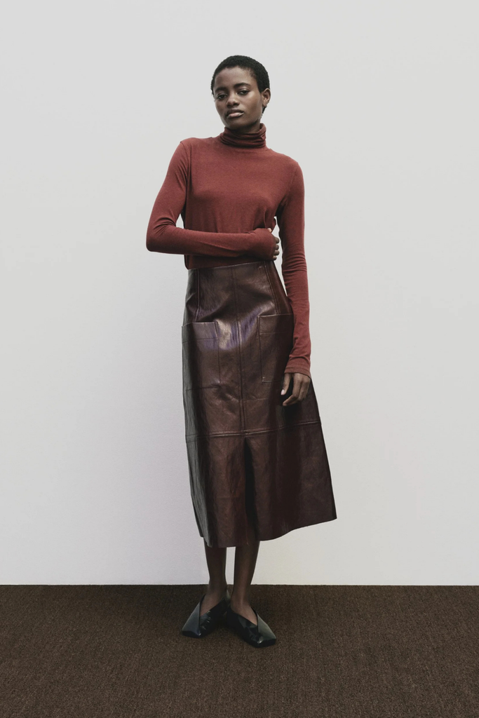 Mijeong Park Faux Leather Skirt in Burgundy at Parc Shop | Minneapolis, MN