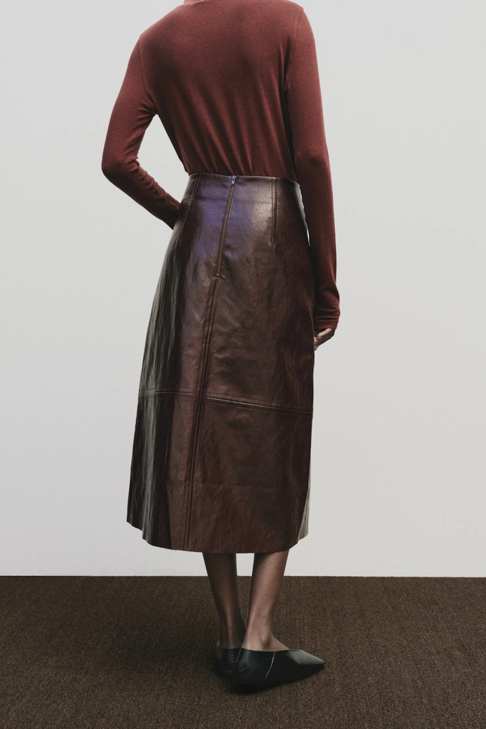 Mijeong Park Faux Leather Skirt in Burgundy at Parc Shop | Minneapolis, MN