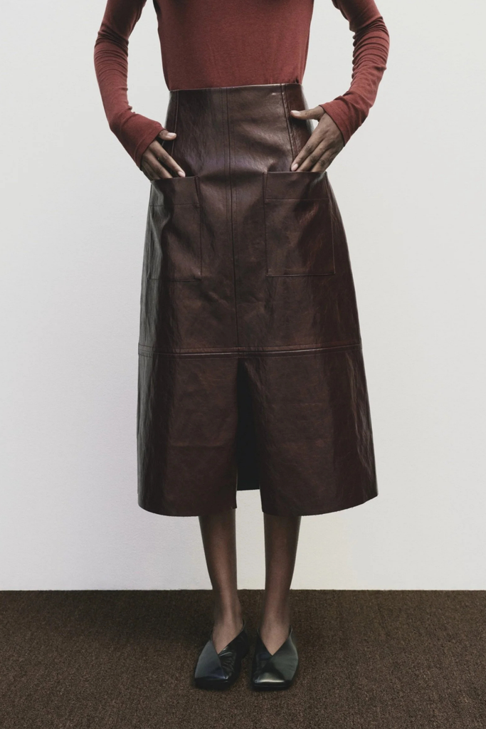 Mijeong Park Faux Leather Skirt in Burgundy at Parc Shop | Minneapolis, MN
