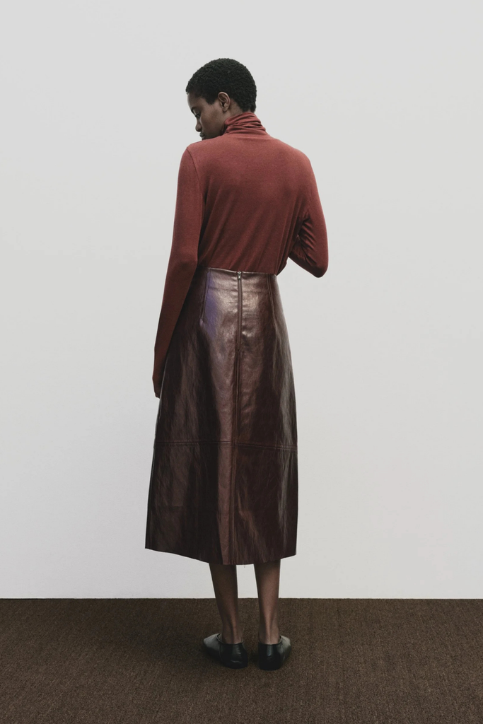 Mijeong Park Faux Leather Skirt in Burgundy at Parc Shop | Minneapolis, MN