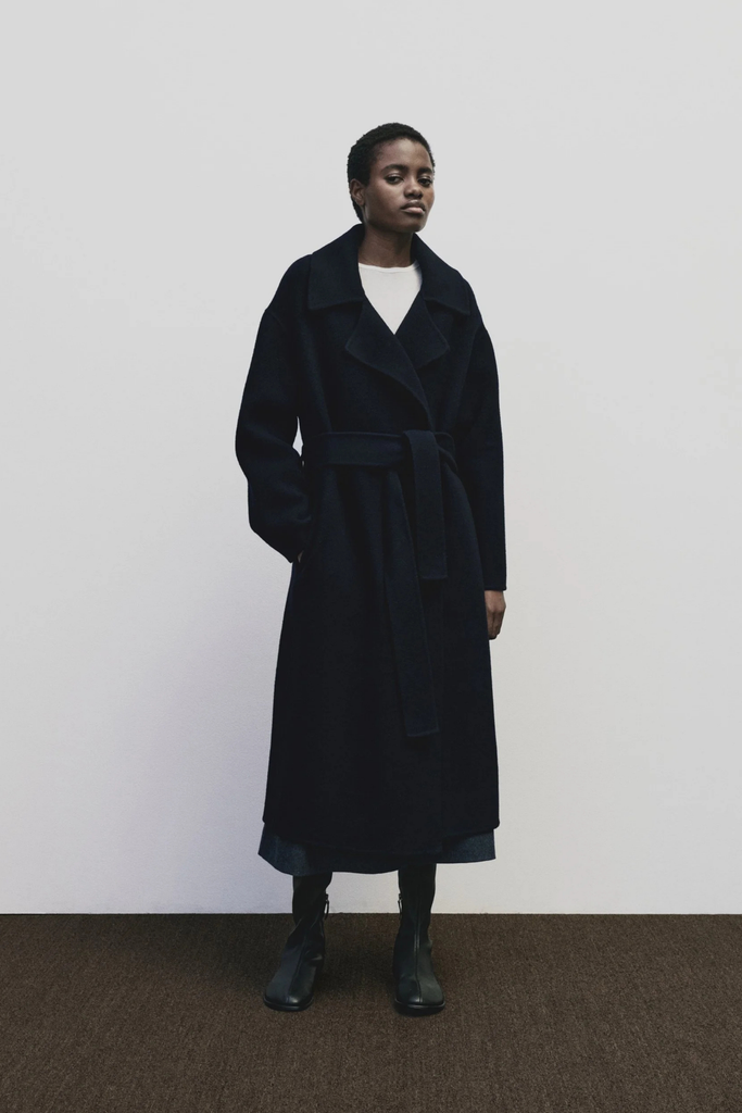 Mijeong Park Handmade Belted Wool Coat in Navy at Parc Shop | Minneapolis, MN