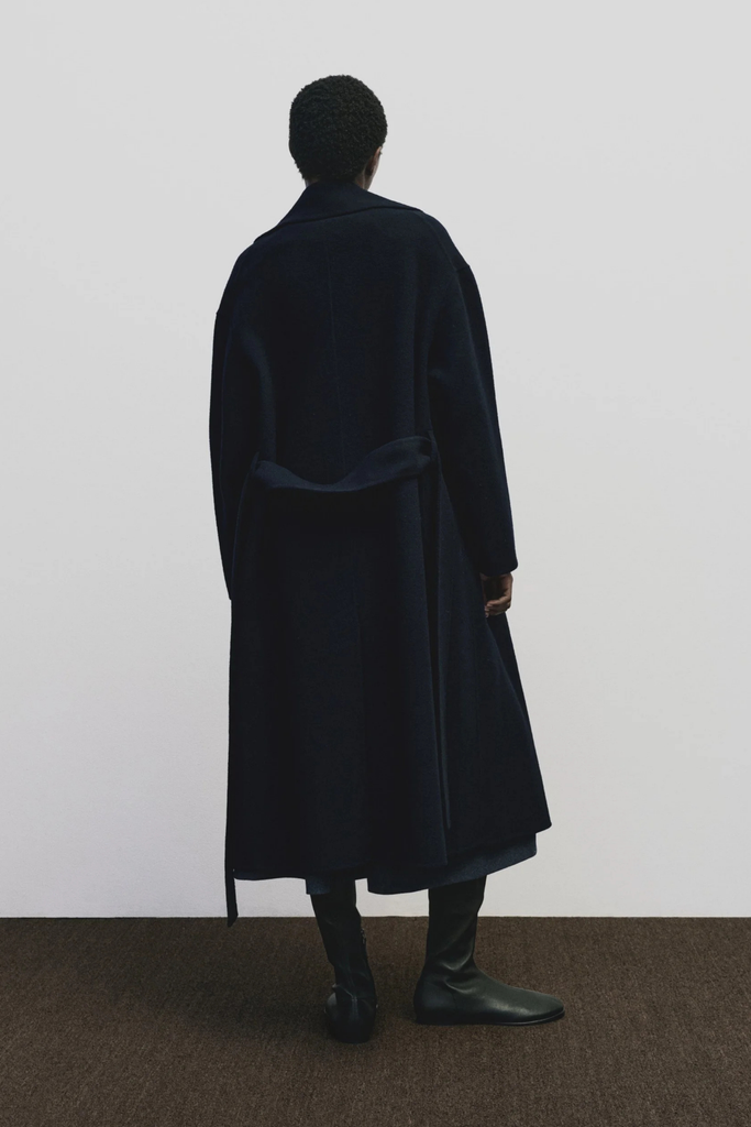 Mijeong Park Handmade Belted Wool Coat in Navy at Parc Shop | Minneapolis, MN