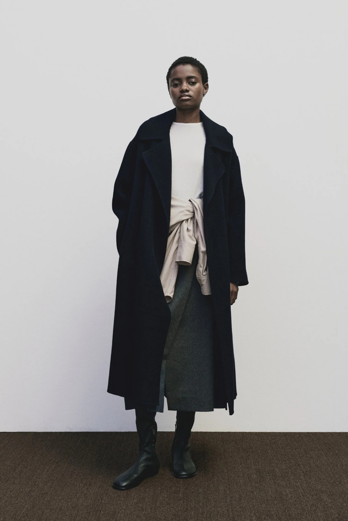 Mijeong Park Handmade Belted Wool Coat in Navy at Parc Shop | Minneapolis, MN