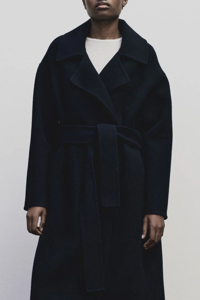 Mijeong Park Handmade Belted Wool Coat in Navy at Parc Shop | Minneapolis, MN