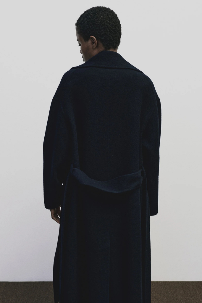 Mijeong Park Handmade Belted Wool Coat in Navy at Parc Shop | Minneapolis, MN