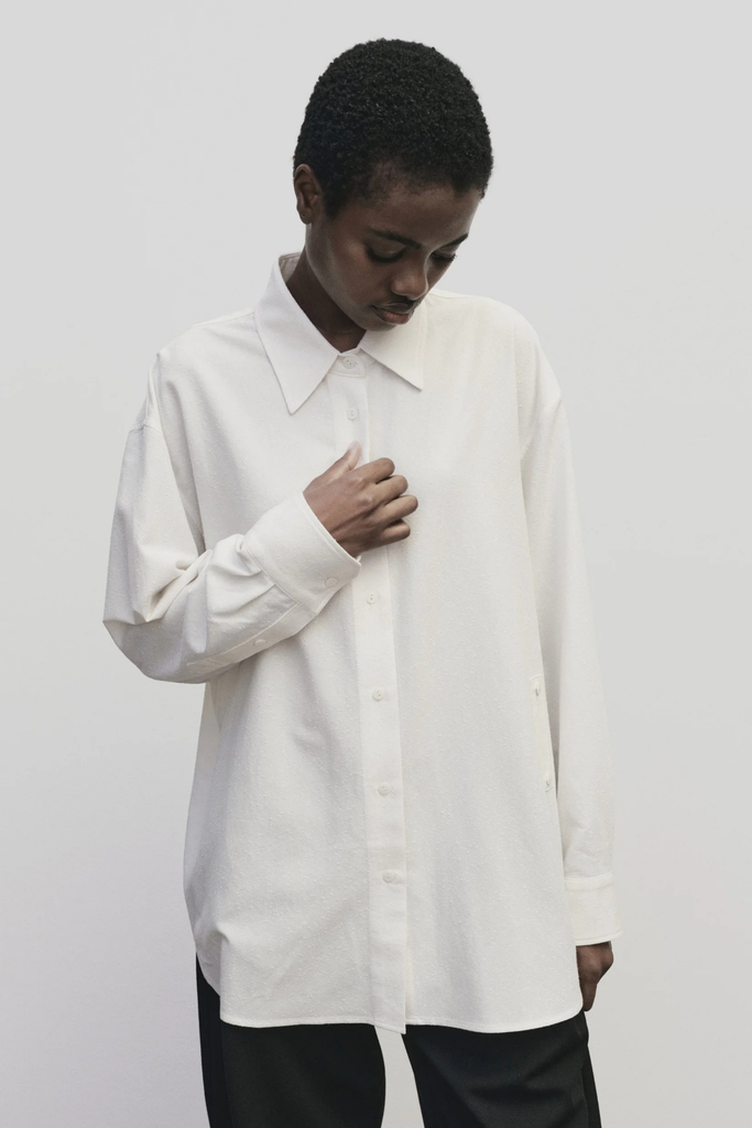Mijeong Park Textured Oversized Shirt in Ivory at Parc Shop | Minneapolis, MN
